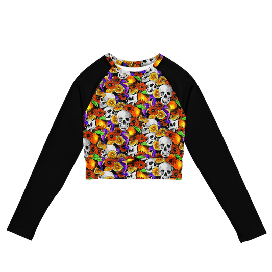 Long-sleeve crop top (Skulls & Oranges)