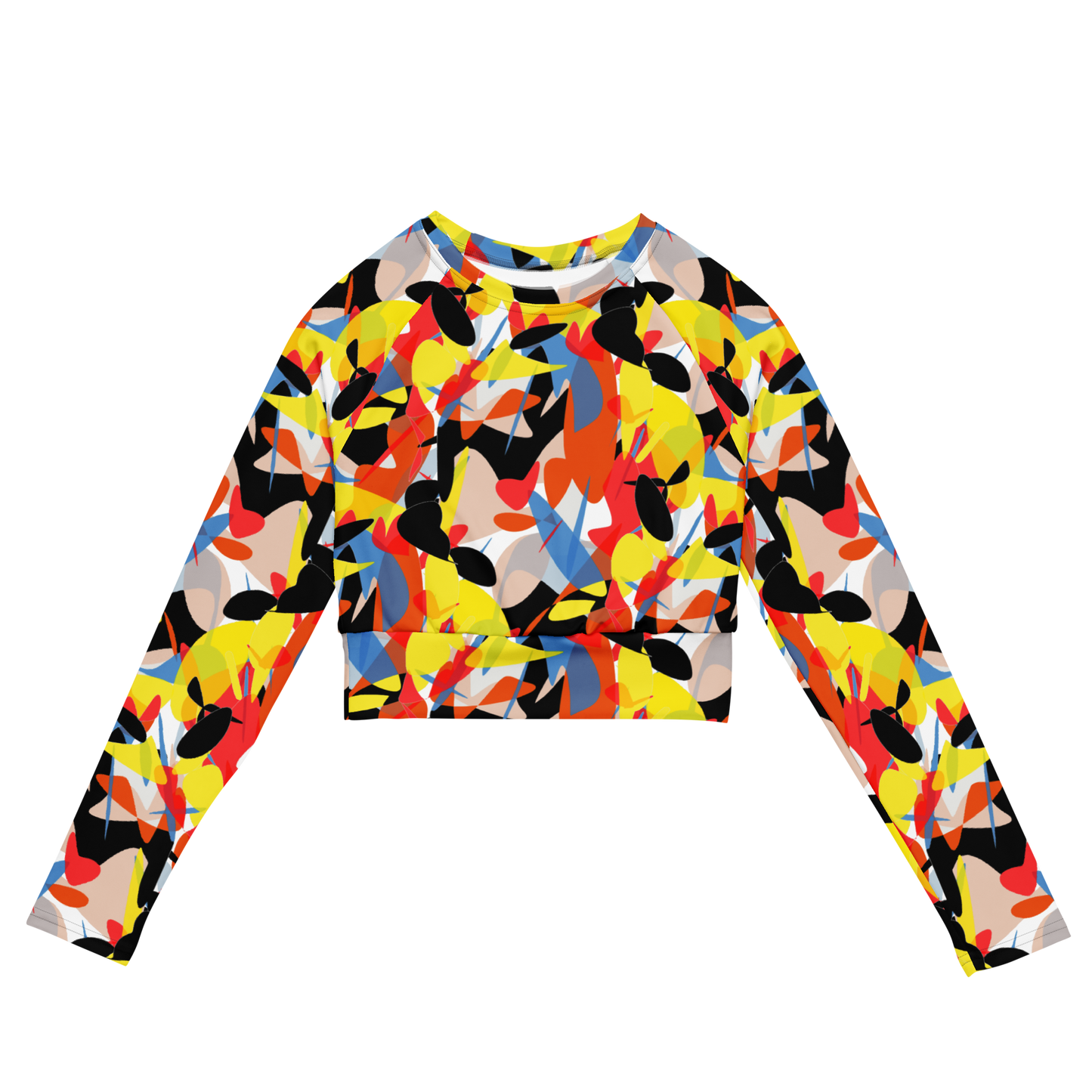 Long-sleeve crop top (Abstract Ovals)