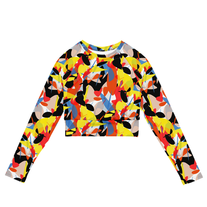 Long-sleeve crop top (Abstract Ovals)