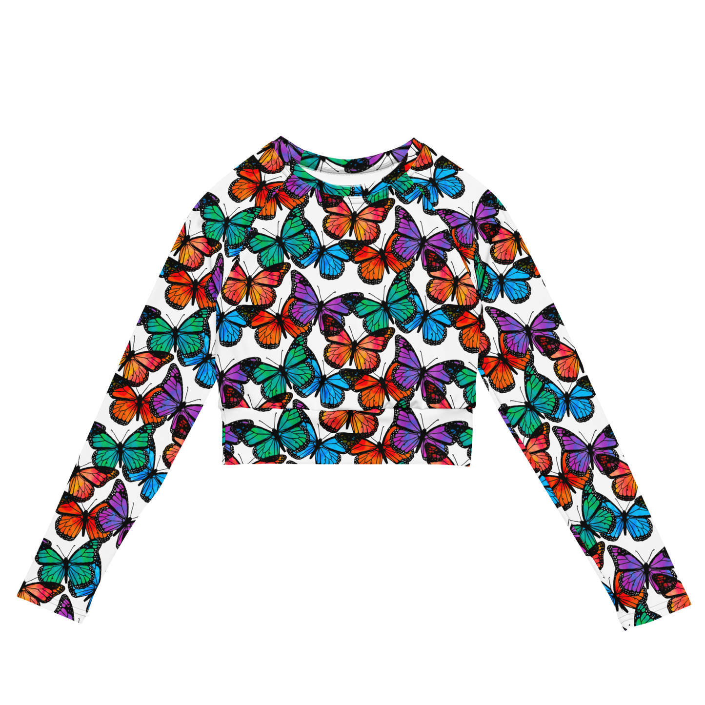 Long-sleeve crop top (Butterflies)