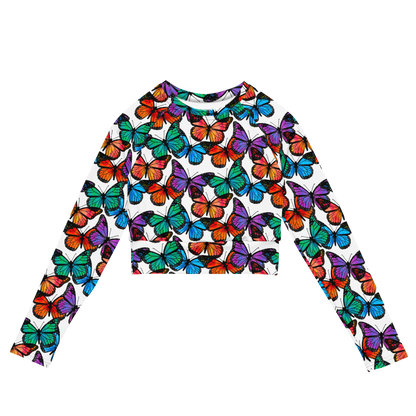 Long-sleeve crop top (Butterflies)