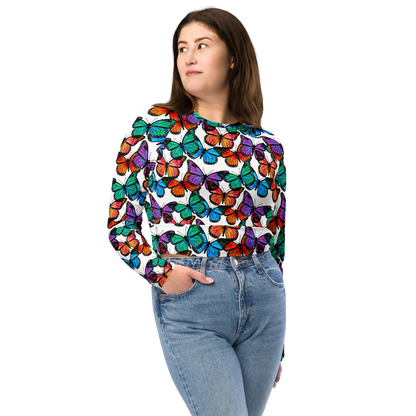 Long-sleeve crop top (Butterflies)