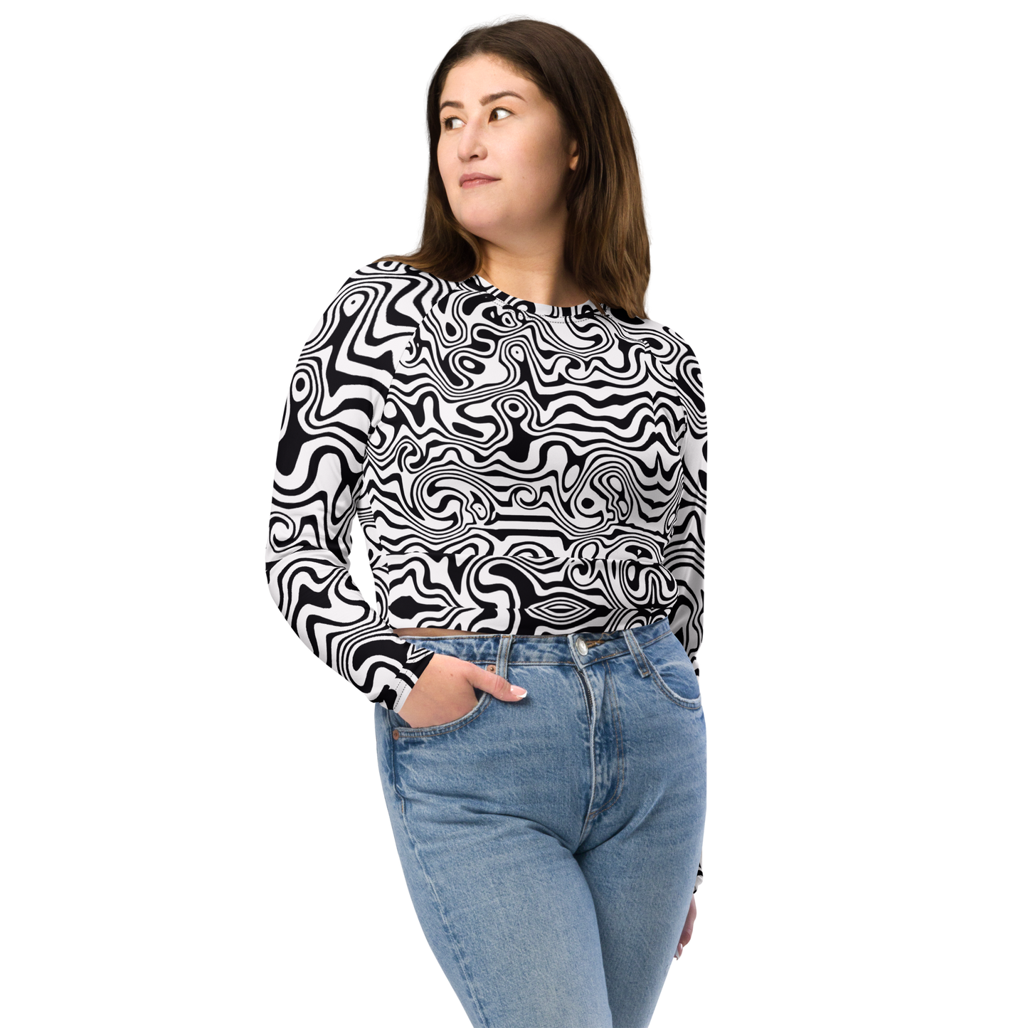 Long-sleeve crop top (Noir Noodle)