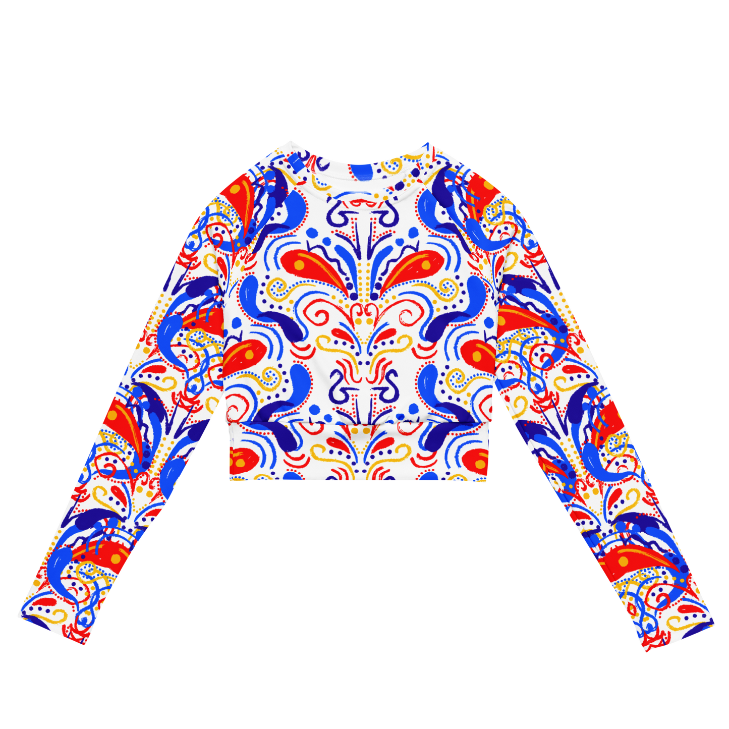 Long-sleeve crop top (Talavera-inspired|White)