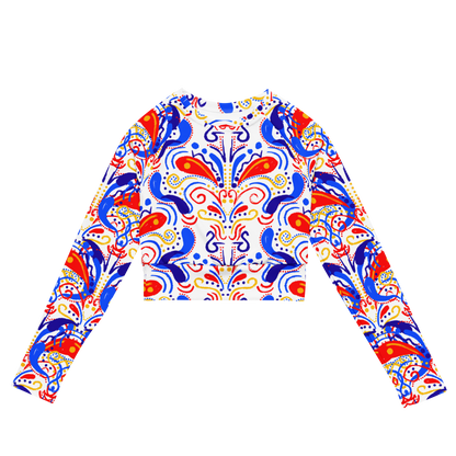 Long-sleeve crop top (Talavera-inspired|White)