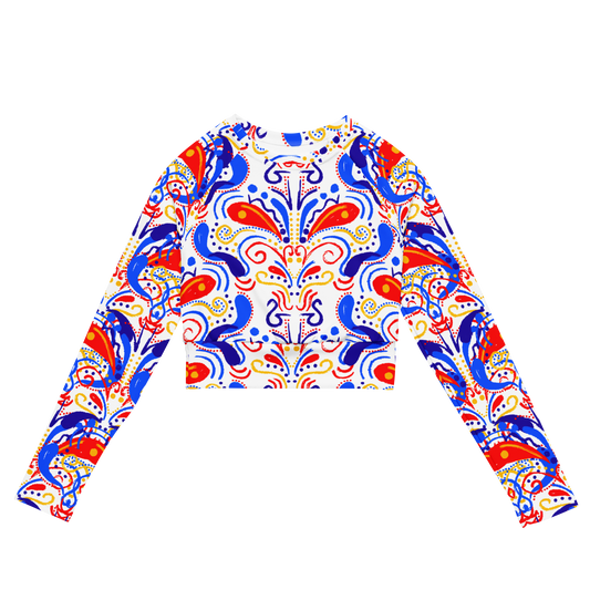 Long-sleeve crop top (Talavera-inspired|White)