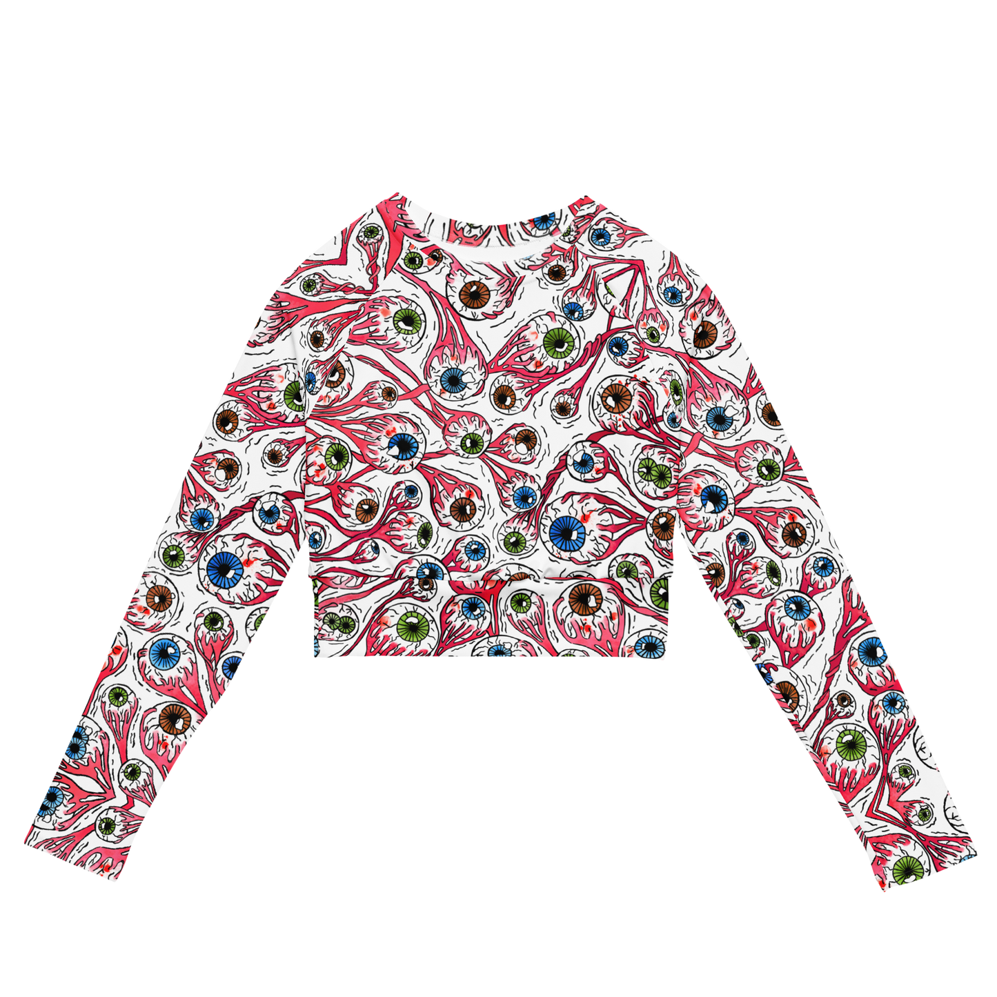 Long-sleeve crop top (Eyeballs|White)