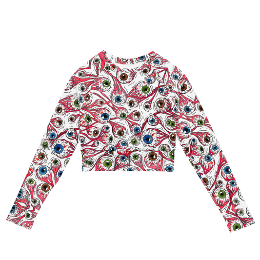 Long-sleeve crop top (Eyeballs|White)