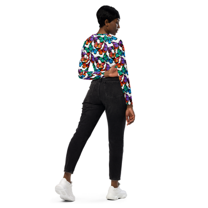 Long-sleeve crop top (Butterflies)