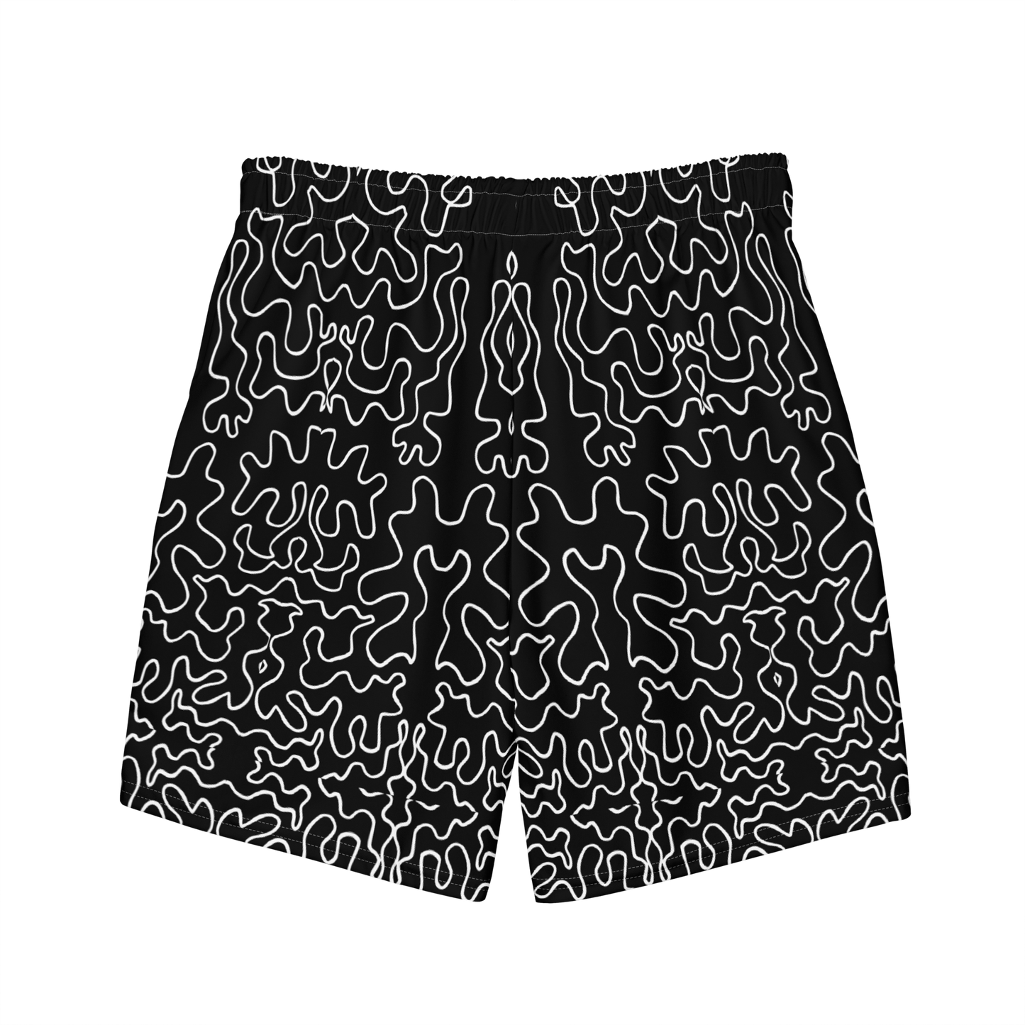 Men's swim trunks (Black & White Squiggle)