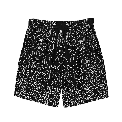 Men's swim trunks (Black & White Squiggle)