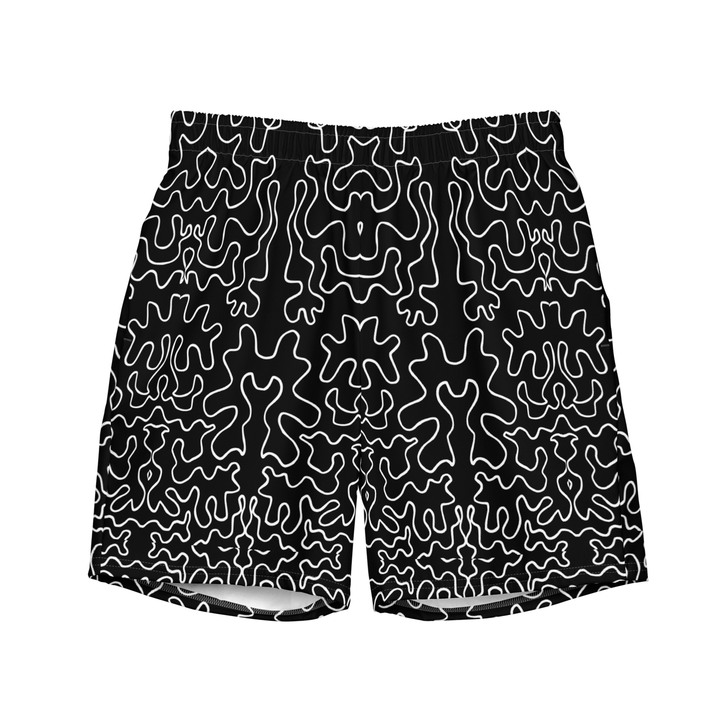 Men's swim trunks (Black & White Squiggle)