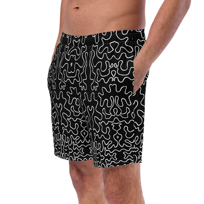 Men's swim trunks (Black & White Squiggle)