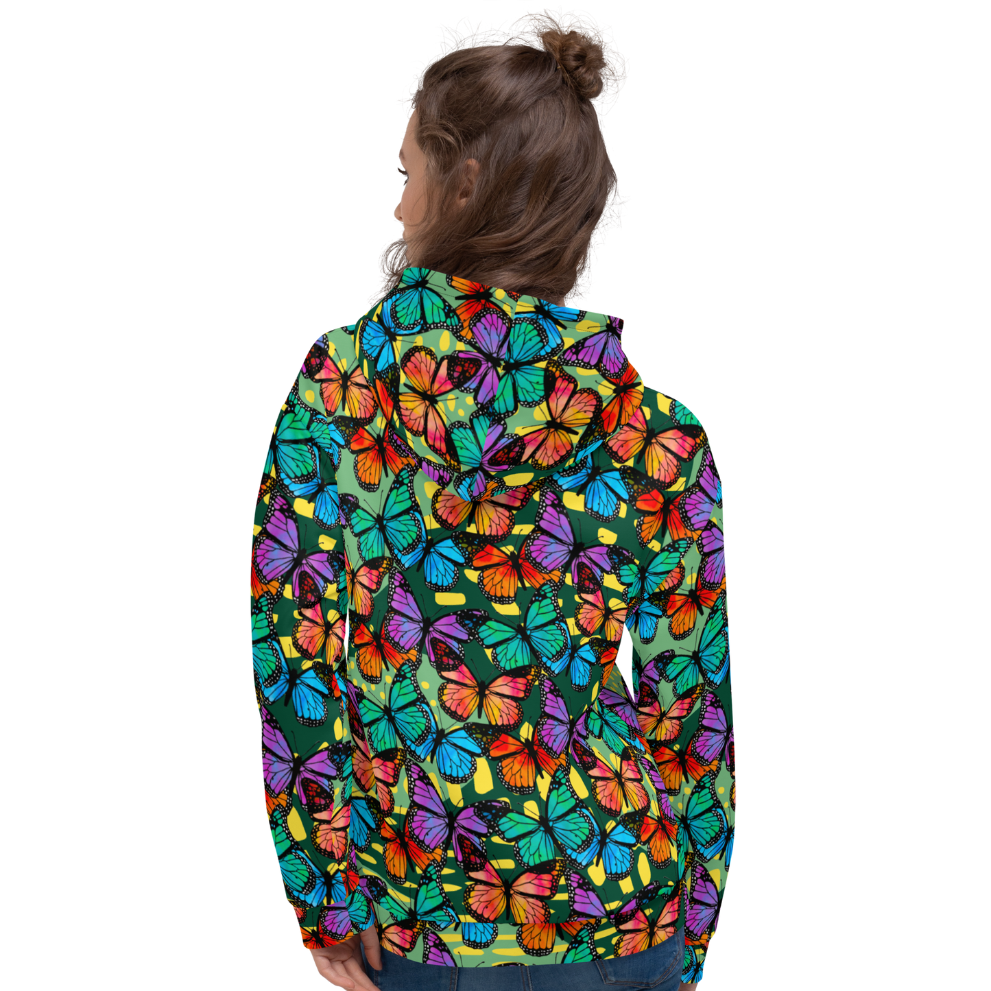 Unisex Hoodie (Butterflies - Green)