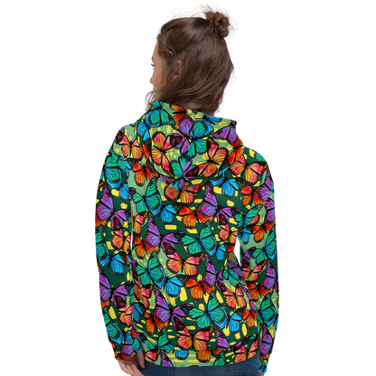 Unisex Hoodie (Butterflies - Green)