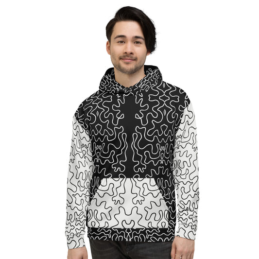 Unisex Hoodie (Black & White Squiggle)