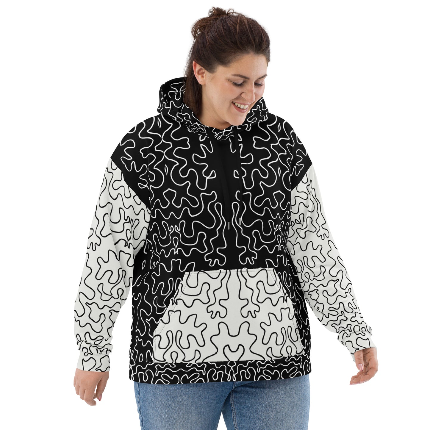 Unisex Hoodie (Black & White Squiggle)