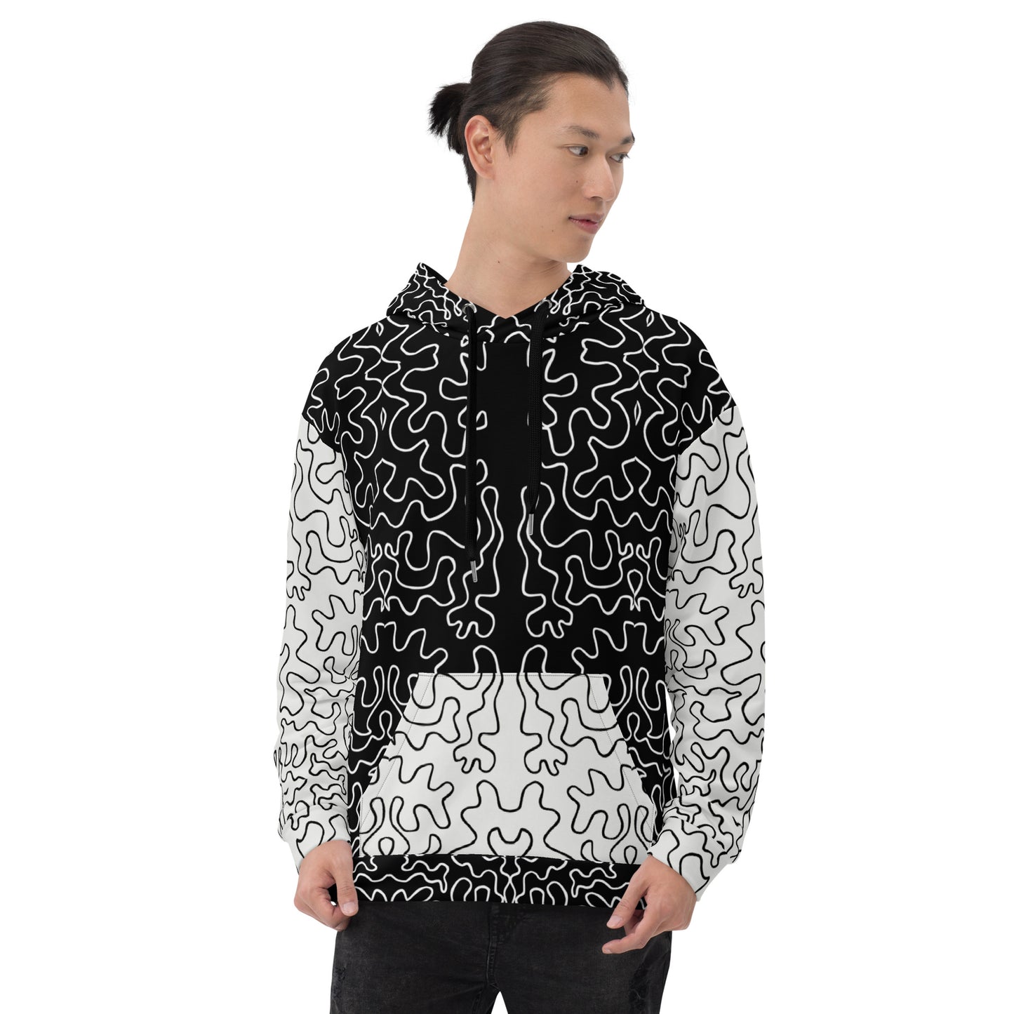 Unisex Hoodie (Black & White Squiggle)