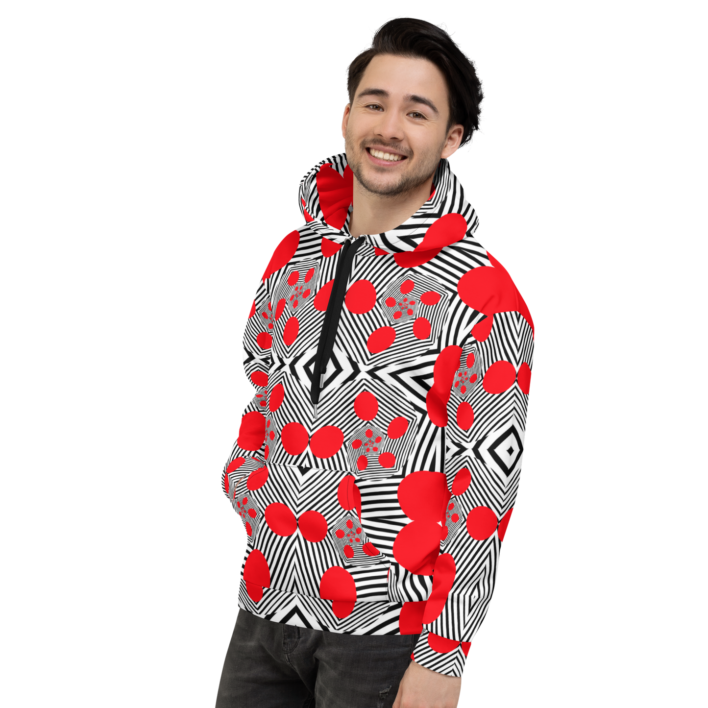 Unisex Hoodie (Red Geometric)