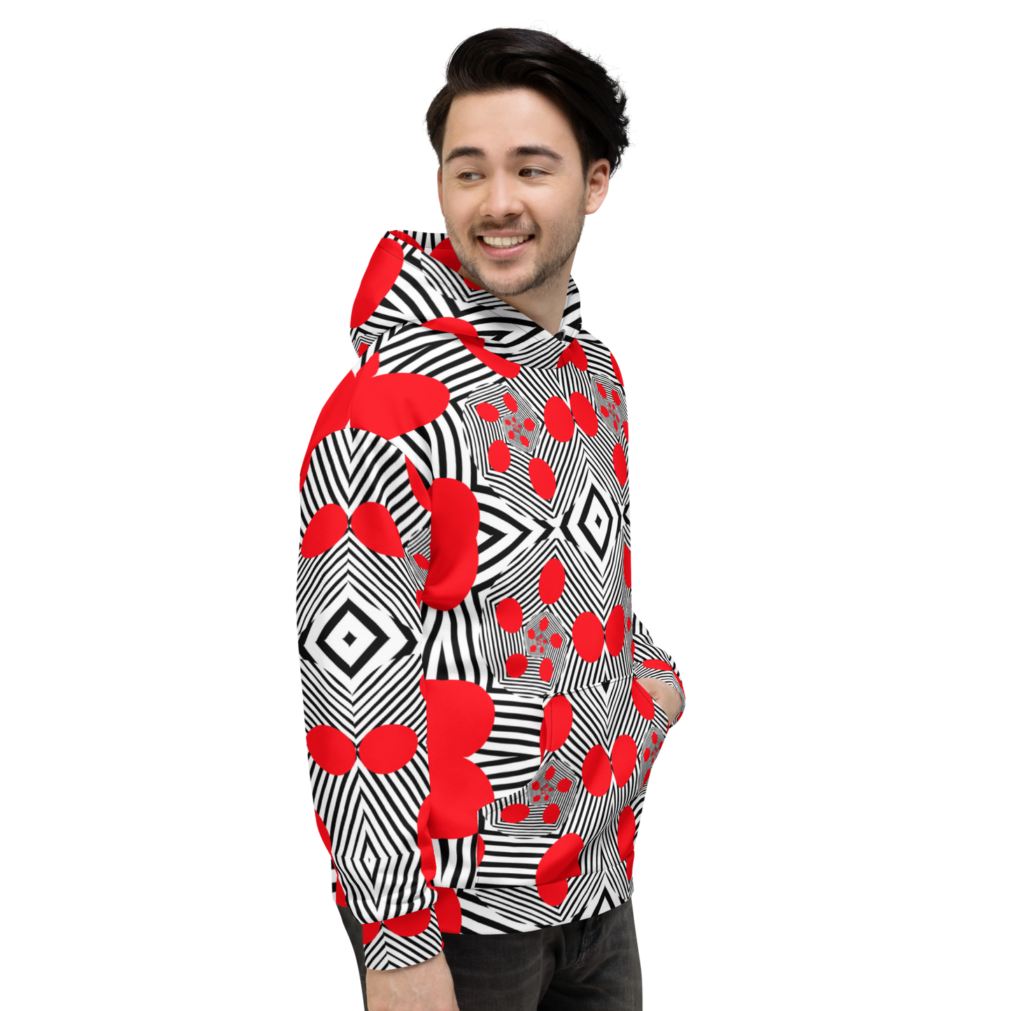 Unisex Hoodie (Red Geometric)