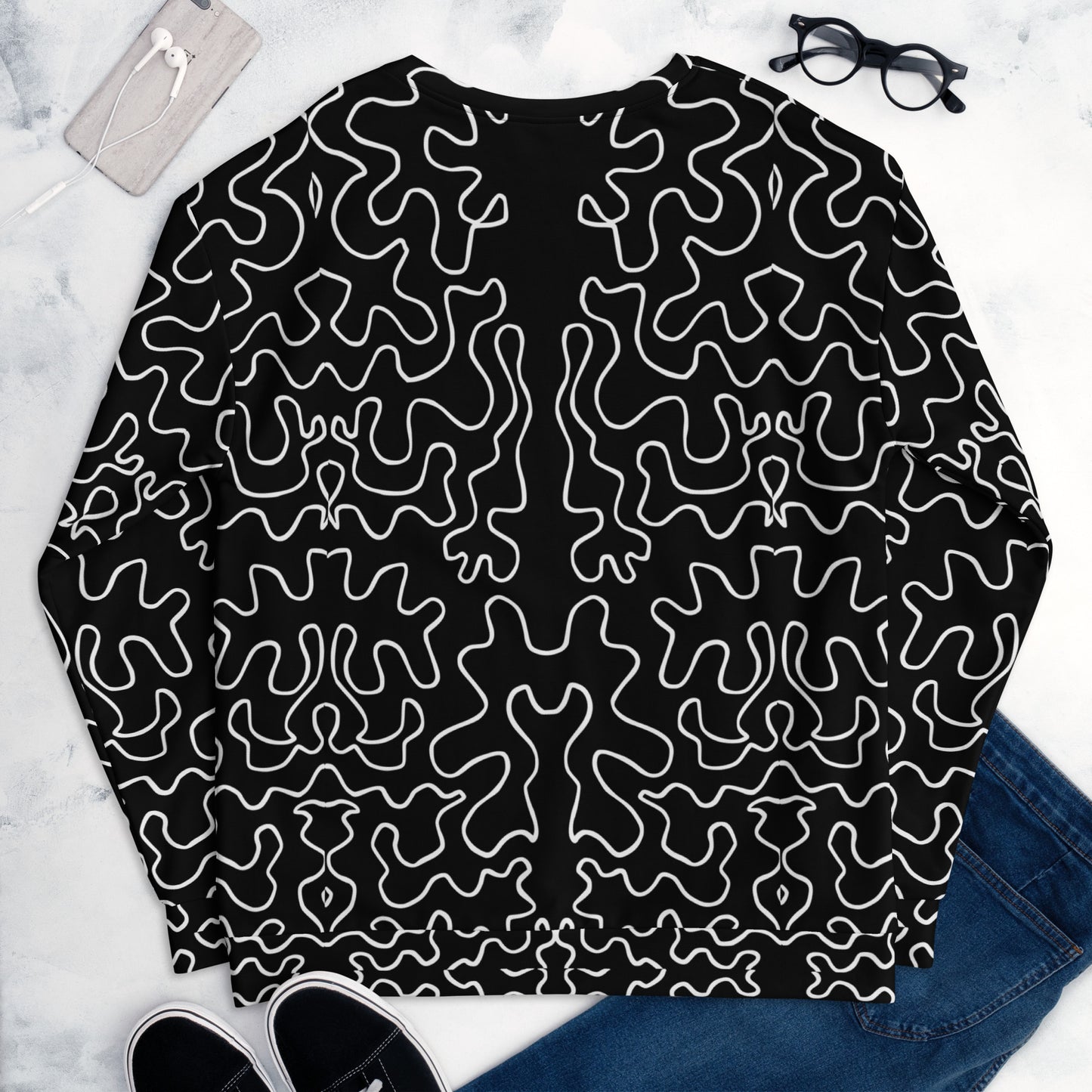 Unisex Sweatshirt (Black & White Squiggle)