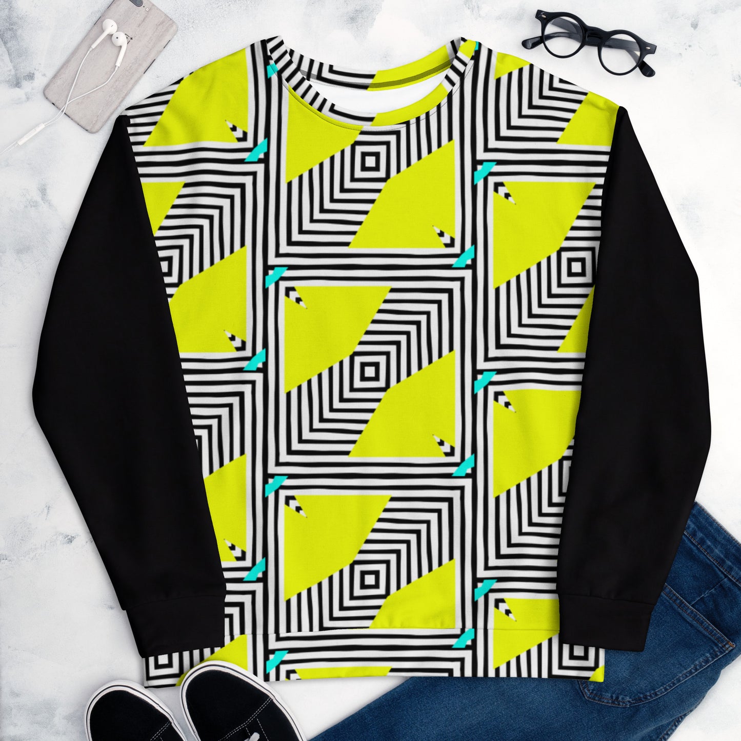 Unisex Sweatshirt (Retro Yellow - Black Sleeves)