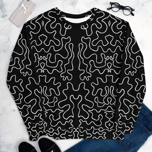 Unisex Sweatshirt (Black & White Squiggle)