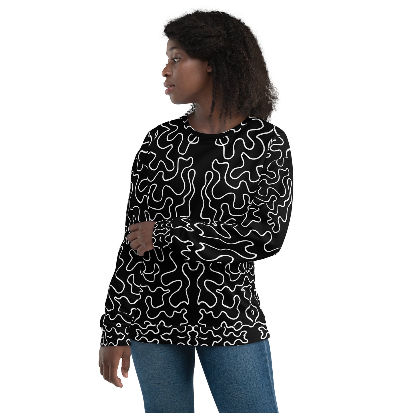 Unisex Sweatshirt (Black & White Squiggle)