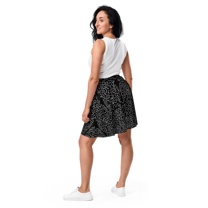 Skater Skirt (Black & White Squiggle)