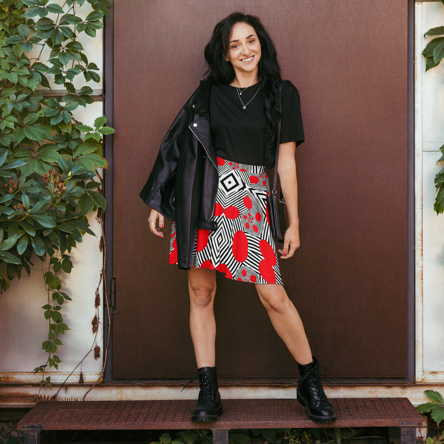 Skater Skirt (Red Geometric)