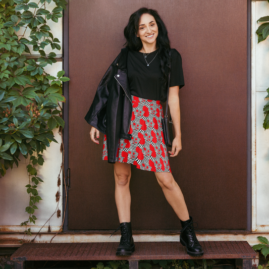 Skater Skirt (Red Geometric)