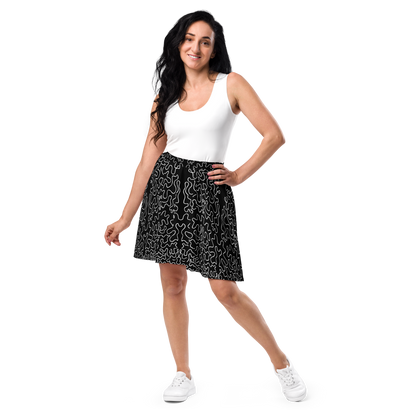 Skater Skirt (Black & White Squiggle)