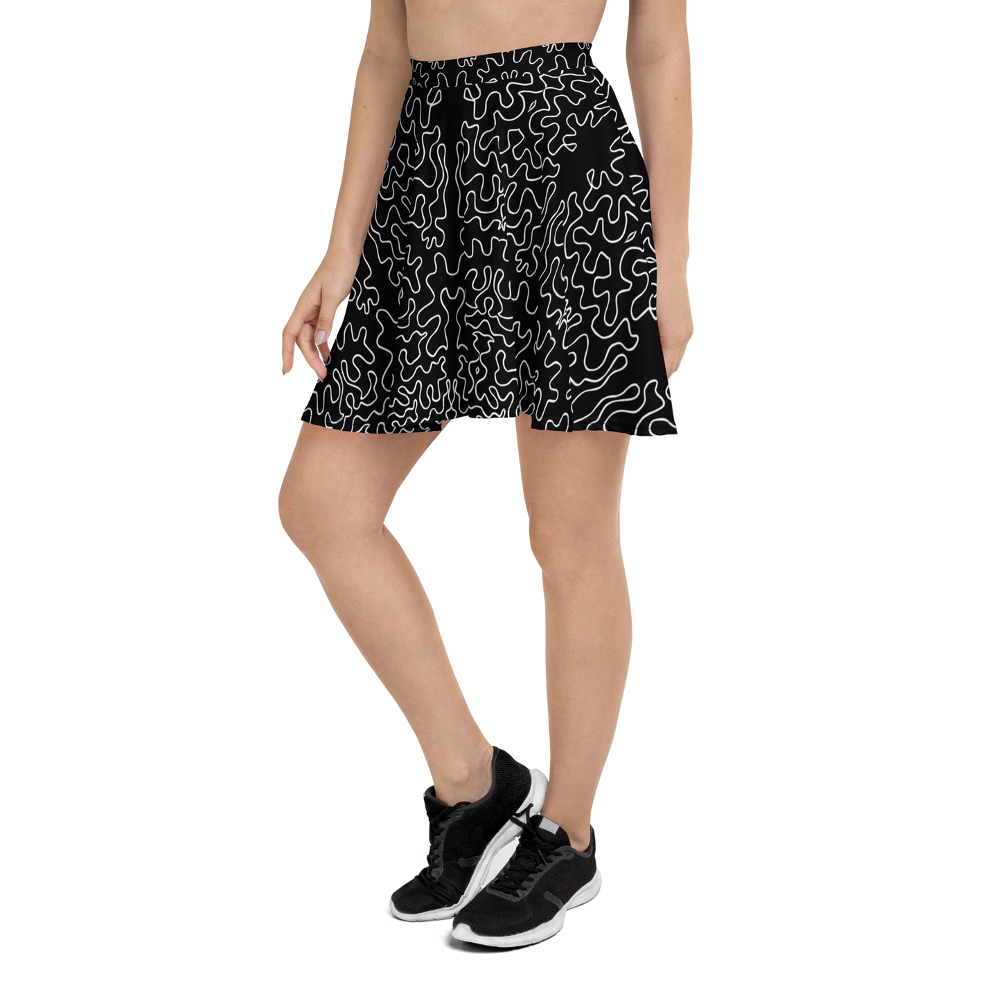 Skater Skirt (Black & White Squiggle)