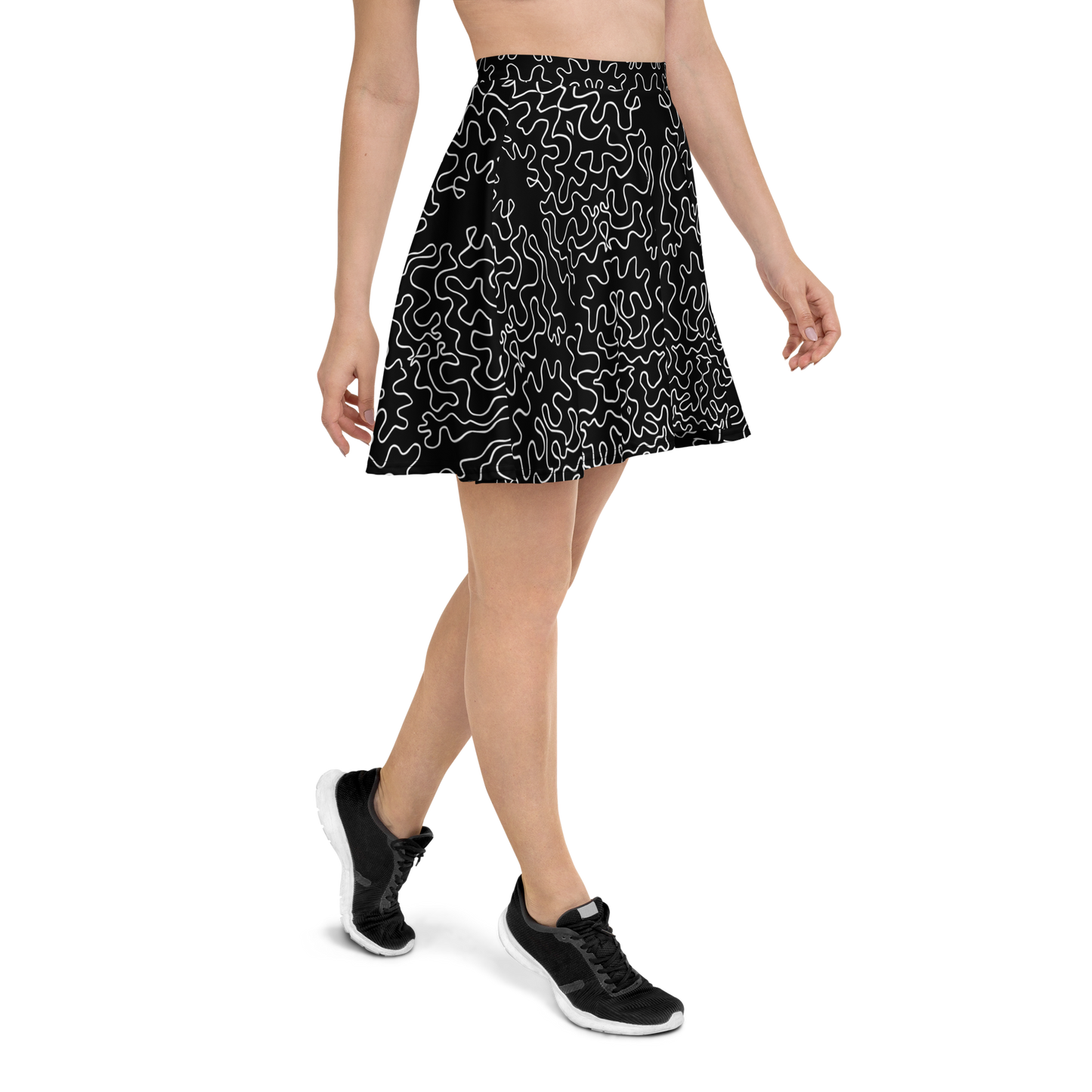 Skater Skirt (Black & White Squiggle)