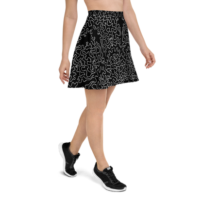 Skater Skirt (Black & White Squiggle)