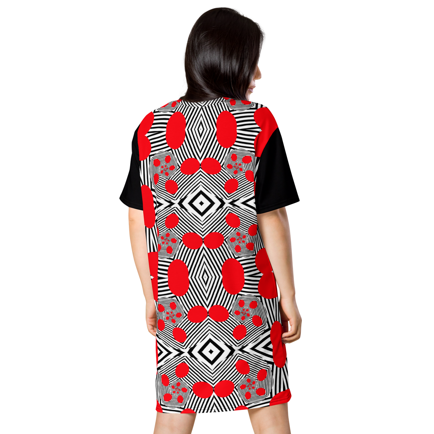 T-shirt dress (Red Geometric)