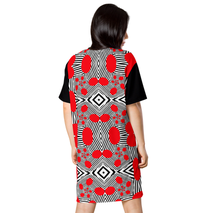 T-shirt dress (Red Geometric)