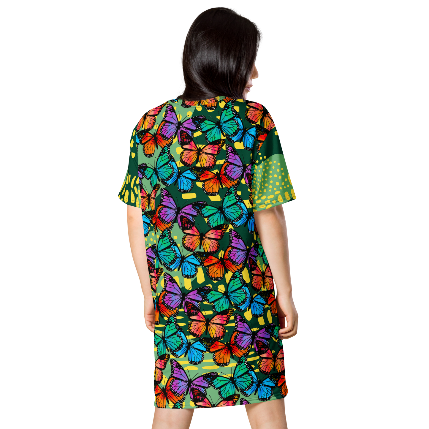 T-shirt dress (Butterflies - Green)