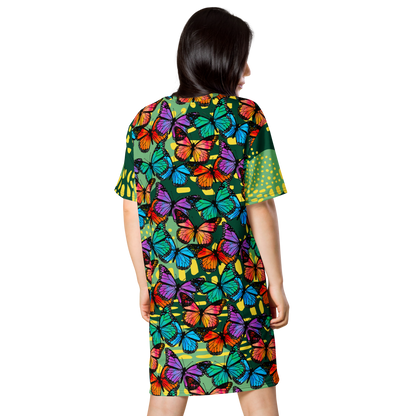 T-shirt dress (Butterflies - Green)