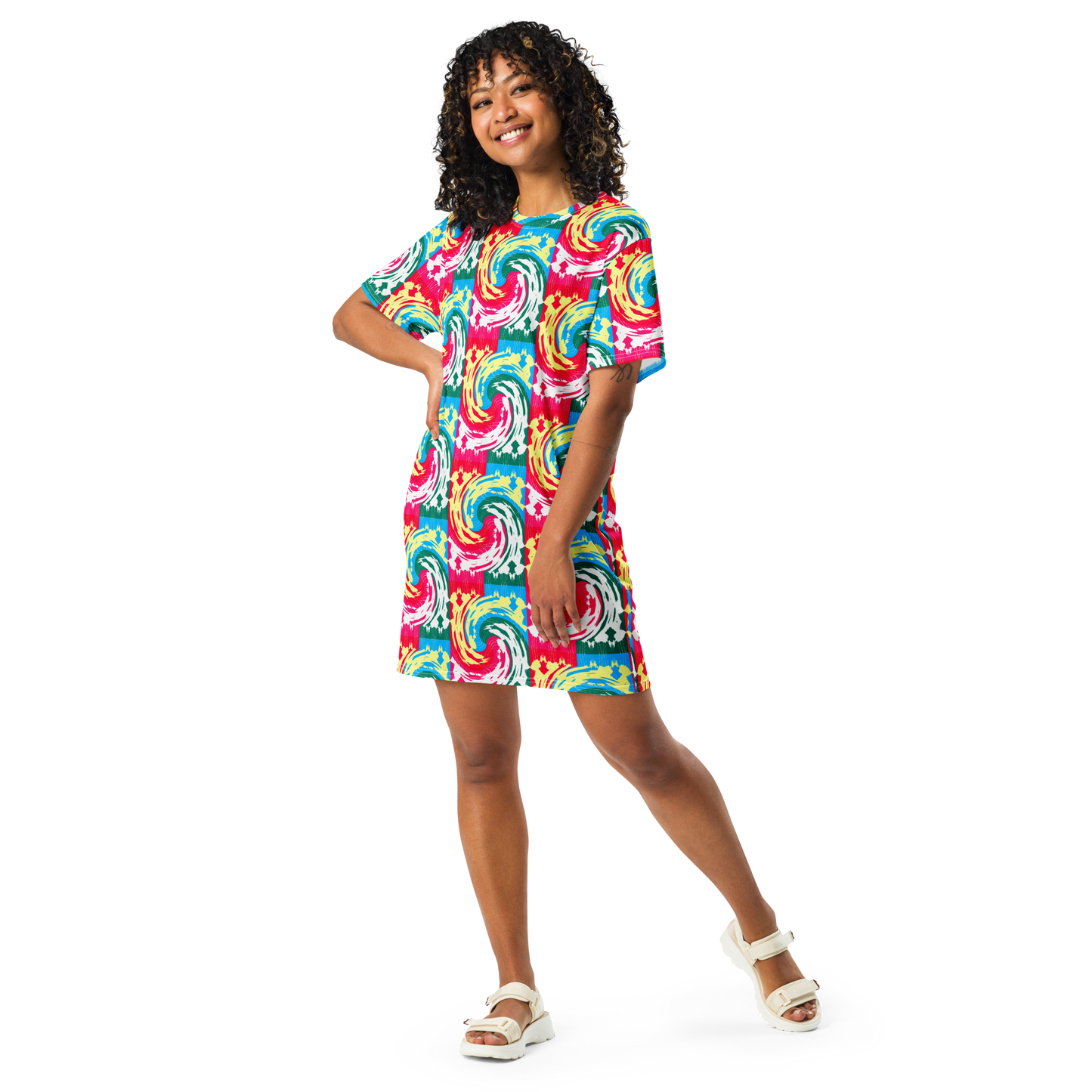 T-shirt dress (Pink Waves)