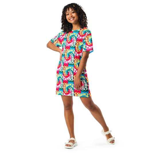 T-shirt dress (Pink Waves)