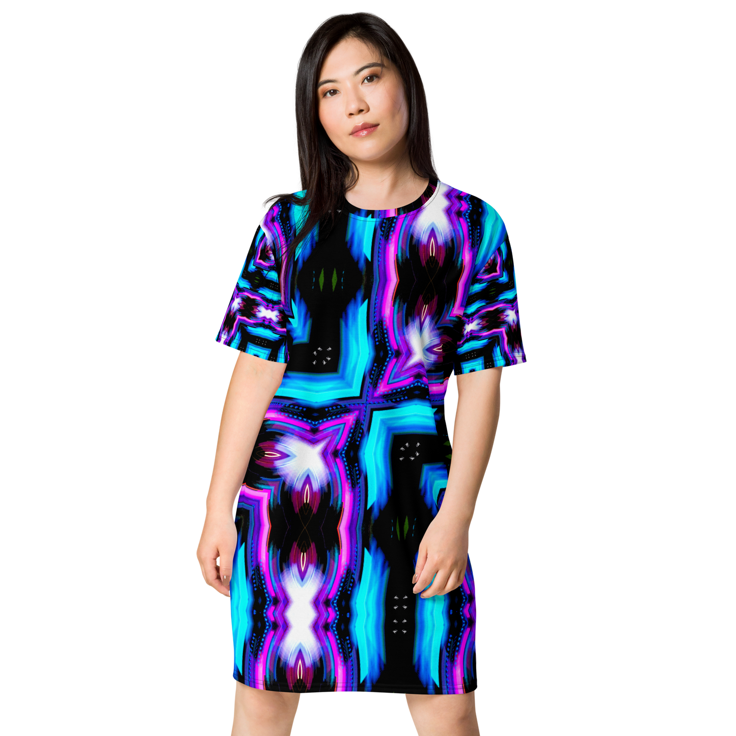 T-shirt dress (Neon Purple & Blue)