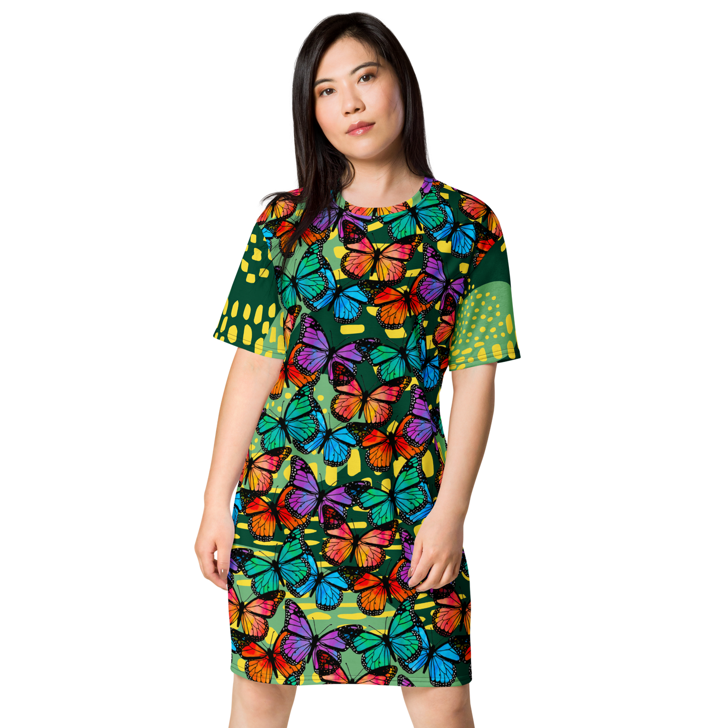 T-shirt dress (Butterflies - Green)