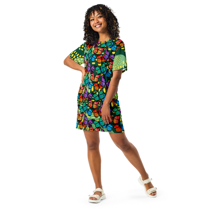 T-shirt dress (Butterflies - Green)