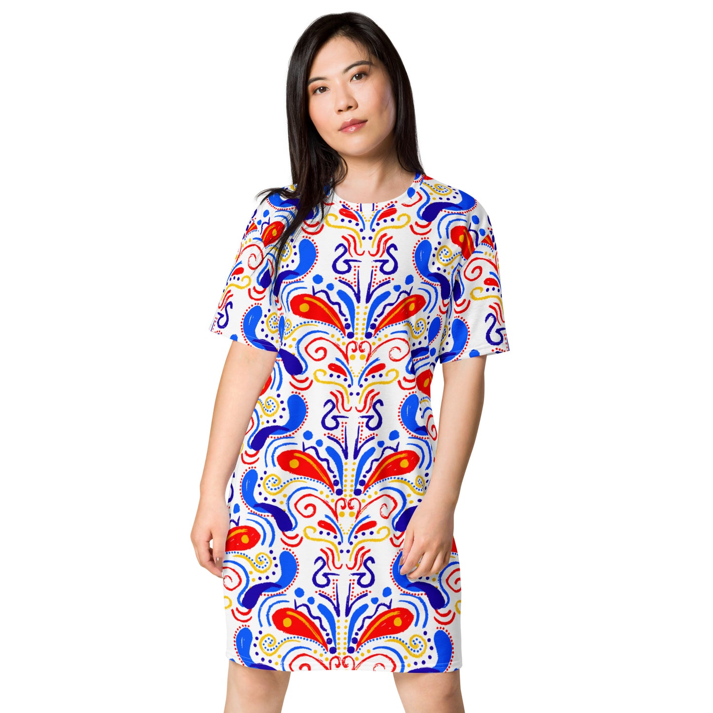 T-shirt dress (Talavera-inspired|White)