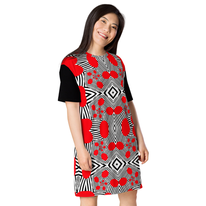 T-shirt dress (Red Geometric)