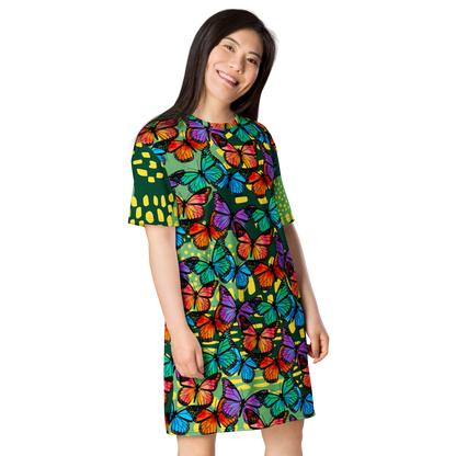 T-shirt dress (Butterflies - Green)