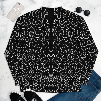 Unisex Bomber Jacket (Black & White Squiggle)