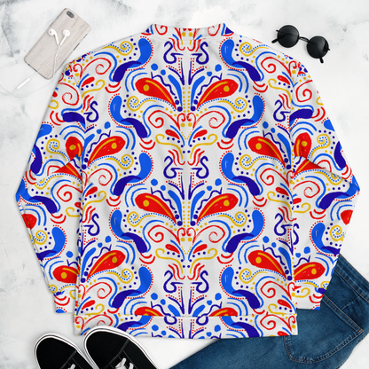 Unisex Bomber Jacket (Talavera-inspired|White)