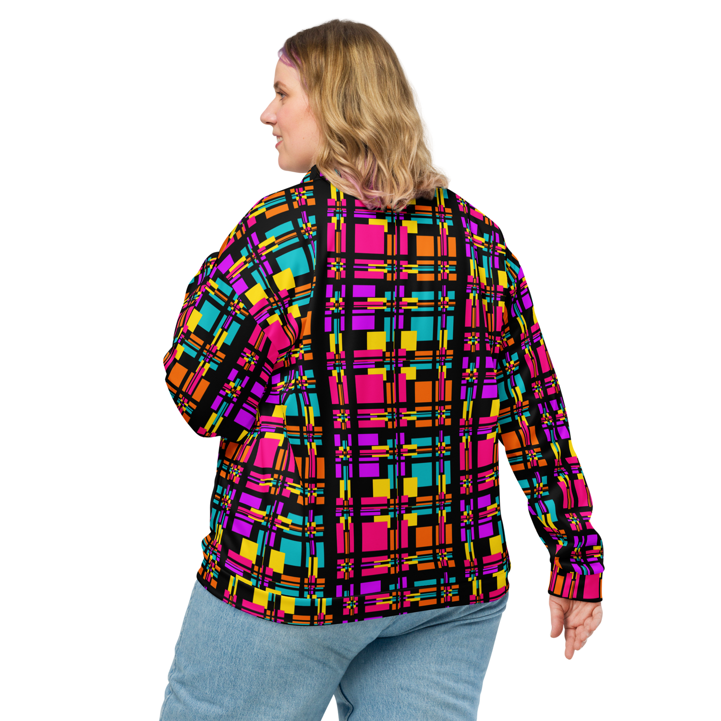 Unisex Bomber Jacket (Rainbow Plaid)